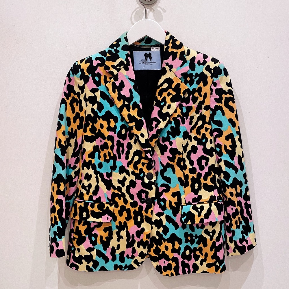 Blu Marine Multi Colour Leopard Blazer - 12